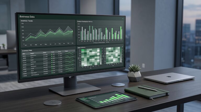 Cannabis industry analytics dashboard displaying retail inventory, sales data, and business intelligence metrics.